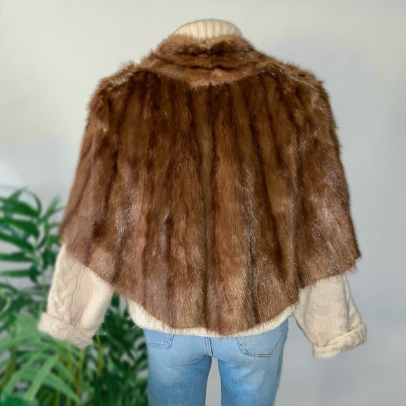 Luxurious 60s Vintage Mink Fur Stole Capelet Pockets Shawl - Picture 15 of 16